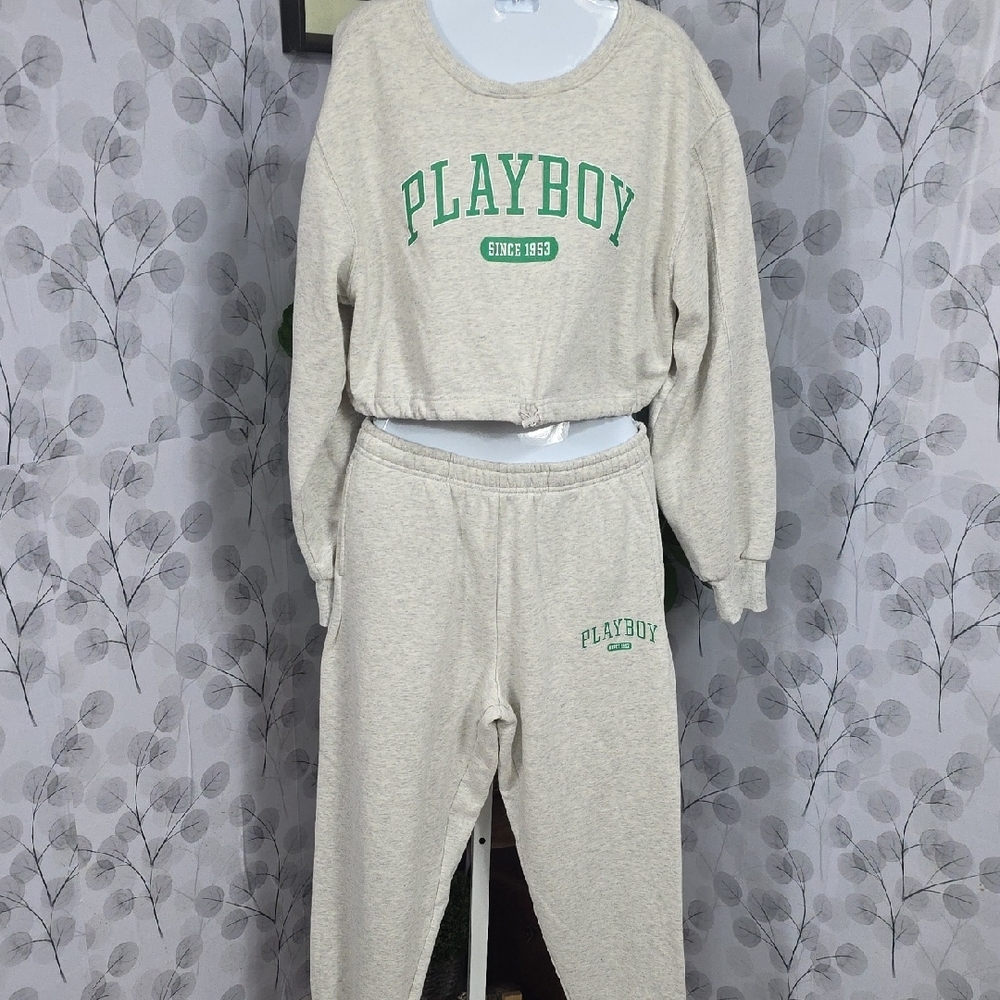 PacSun Heather Gray Lounge Set with Green Playboy Logo - Picture 4 of 15